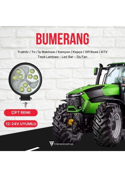 Bumerang 27W Yuvarlak Traktör LED Lamba, Sis Farı ve Çalışma Lambası