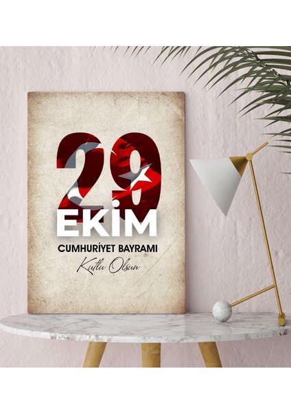 29 Ekim Tasarımlı Kanvas Tablo-2, 30X50CM 29 Ekim Hediyesi,ev Dekorasyonu, 100.YIL Hediyesi