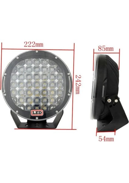 7''explorer 96W 32 LED Siyah Traktör LED Lamba, Sis Farı ve Çalışma Lambası 1 Adet