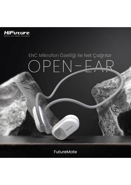 FutureMate Kablosuz Bluetooth 5.3 Open Ear IPX5 Su Geçirmez Çevre Gürültüsü Engelleme ENC 4 Mikrofonlu Kulak İçi Kulaklık Siyah