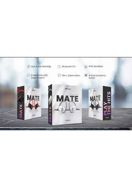 FutureMate Kablosuz Bluetooth 5.3 Open Ear IPX5 Su Geçirmez Çevre Gürültüsü Engelleme ENC 4 Mikrofonlu Kulak İçi Kulaklık Siyah