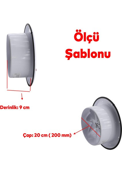 Vantilatör Banyo Wc Işyeri Havalandırma Aspiratörü Fanı Kirli Hava Kötü Koku Metal 200 mm fiyatları