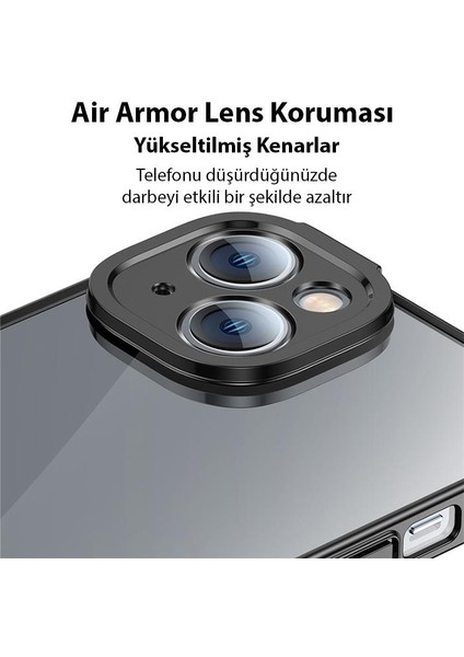 Kamera Korumalı iPhone 14 Plus Silikon Kılıf ve Ful Kaplama Kırılmaz Ekran Koruyucu, Air Armor,sararmaz Kılıf