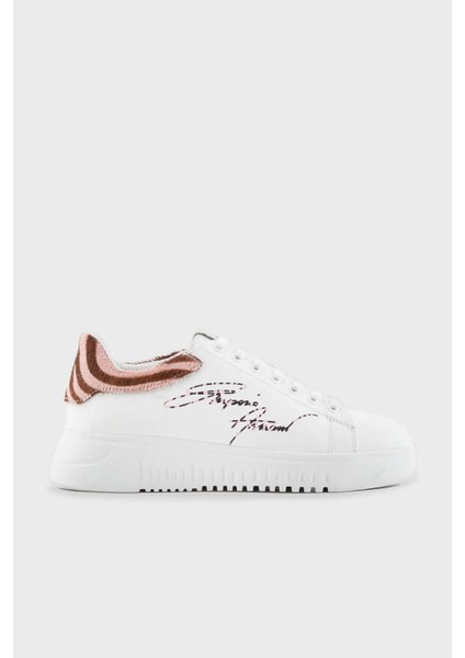 Logolu Deri Sneaker Ayakkabı Kadın Ayakkabı X3X024 Xn388 R297