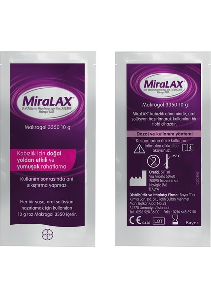 Miralax Oral Solüsyon Hazırlamak İçin Toz Laksatif Makrogol 3350