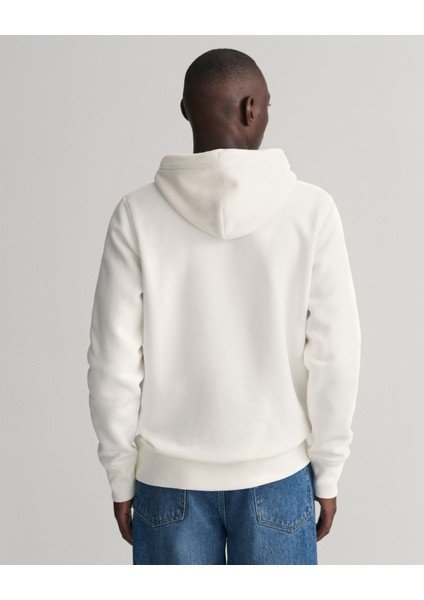 Erkek Krem Regular Fit Kapüşonlu Logolu Sweatshirt 2047082.113