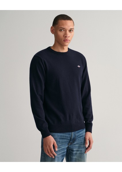 Erkek Lacivert Regular Fit Bisiklet Yaka Kazak 87211.410