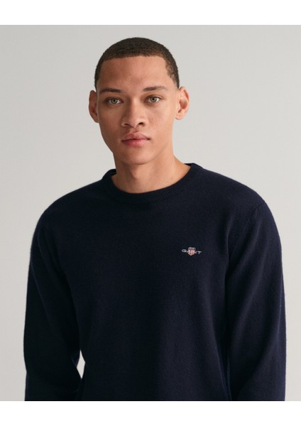 Erkek Lacivert Regular Fit Bisiklet Yaka Kazak 87211.410