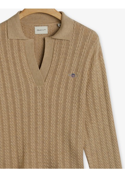 Kadın Bej Regular Fit Klasik Yaka Desenli Kazak 48923331T.248 fiyatları