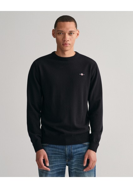 Erkek Siyah Regular Fit Bisiklet Yaka Kazak 87211.5