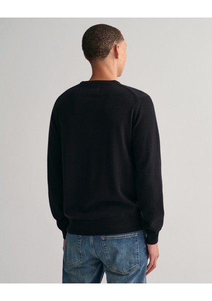 Erkek Siyah Regular Fit Bisiklet Yaka Kazak 87211.5