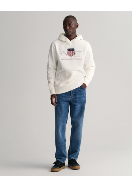 Erkek Krem Regular Fit Kapüşonlu Logolu Sweatshirt 2047082.113 indirimleri