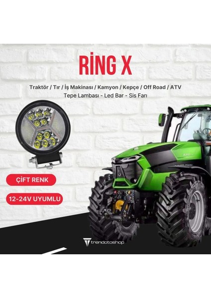 Ring x 39W Yuvarlak Traktör LED Lamba, Sis Farı ve Çalışma Lambası 1 Adet