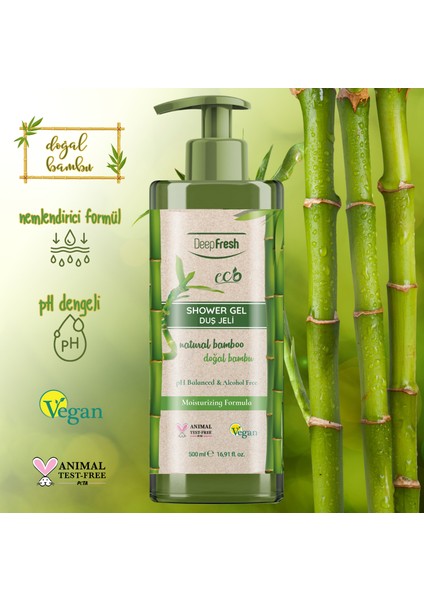 Deep Fresh Eco Serisi Doğal Bambu Duş Jeli 500 ml