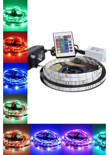 Rgb Şerit LED Seti Adaptör Kumanda Dahil 5m