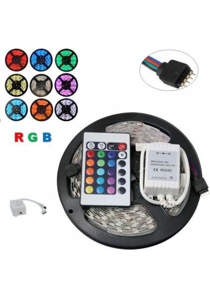 Rgb Şerit LED Seti Adaptör Kumanda Dahil 5m