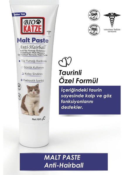 Malt Paste Kedi Tüy Yumağı Önlemeyi Destekleyen Malt Macunu 100gr