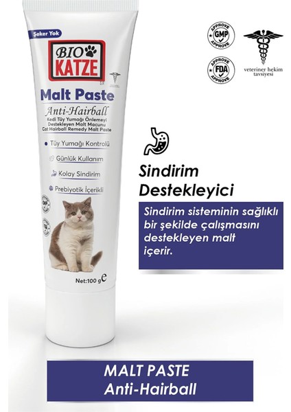 Malt Paste Kedi Tüy Yumağı Önlemeyi Destekleyen Malt Macunu 100gr
