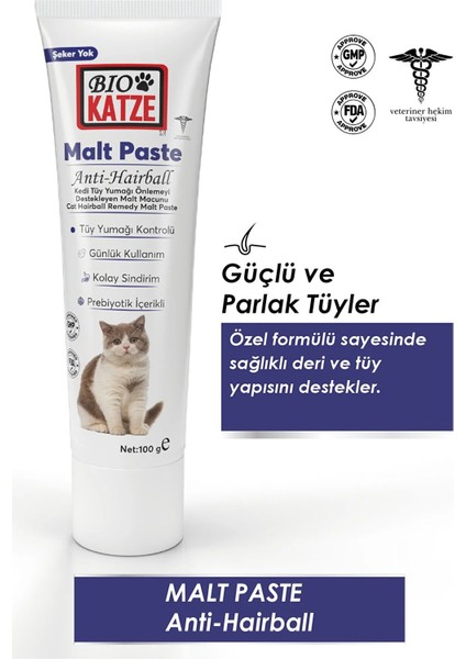 Malt Paste Kedi Tüy Yumağı Önlemeyi Destekleyen Malt Macunu 100gr