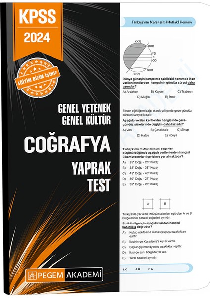 2024 KPSS Genel Yetenek Genel Kültür Coğrafya Yaprak Test