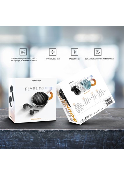 FlyBuds 3 Kablosuz Bluetooth 5.3 IPX5 Su Geçirmez Çevresel Gürültü Engelleme ENC 4 Mikrofonlu TWS Kulak İçi Kulaklık Mavi