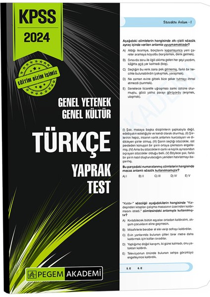 2024 KPSS Genel Yetenek Genel Kültür Türkçe Yaprak Test