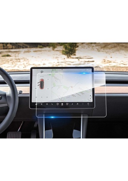 Tesla Model 3 ve Model Y 15 Inç Navigasyon Multimedya Uyumlu 9h Nano Ekran Koruyucu