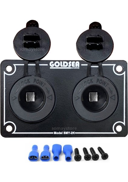 Marine Tekne Şarj + Şarj Soketi Alüminyum Çerçeveli 12-24v