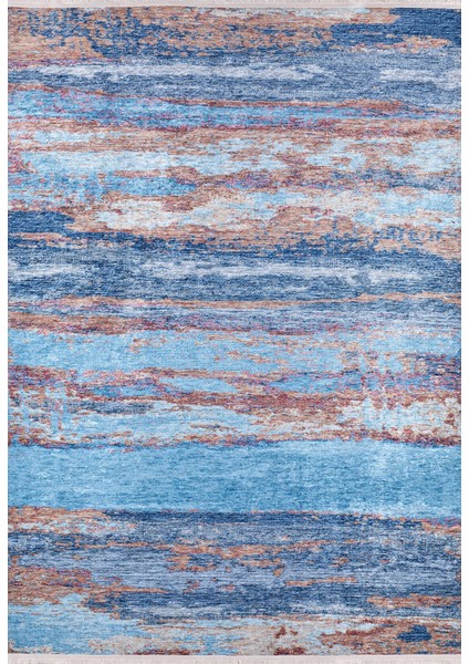 Moskova Mavi Modern Polyester Dijital Baskı Halı
