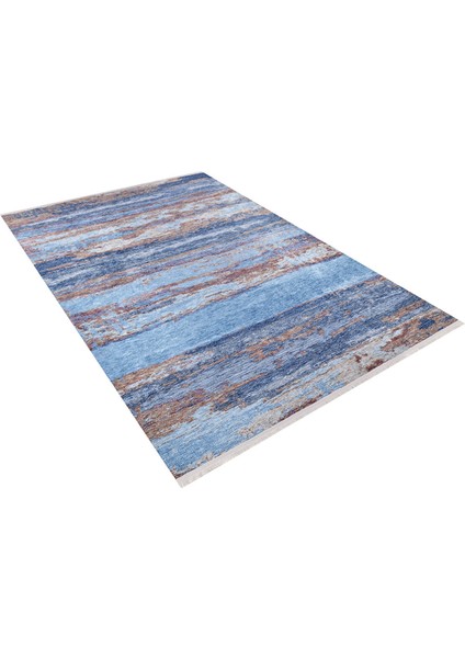 Moskova Mavi Modern Polyester Dijital Baskı Halı
