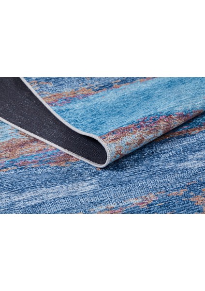 Moskova Mavi Modern Polyester Dijital Baskı Halı