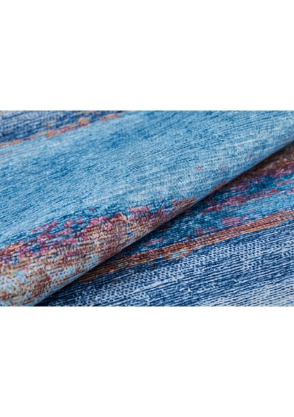 Moskova Mavi Modern Polyester Dijital Baskı Halı