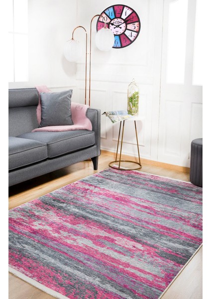 Ryazan Pembe Modern Polyester Dijital Baskı Halı