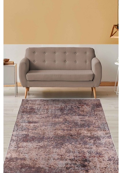 Habarovsk Kahverengi Modern Polyester Dijital Baskı Halı
