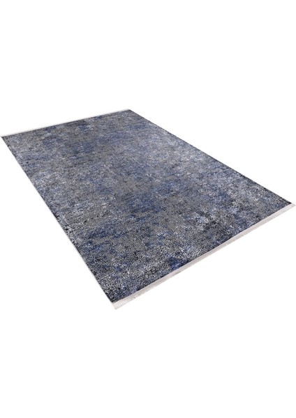 Voronej Mavi Zikzak Polyester Dijital Baskı Halı