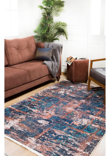 Tumen Lacivert Modern Polyester Dijital Baskı Halı