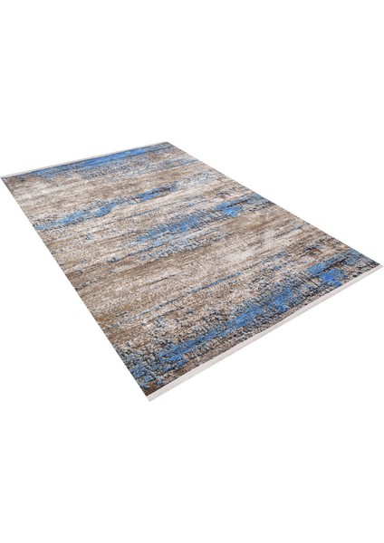 Soci Mavi Modern Polyester Dijital Baskı Halı