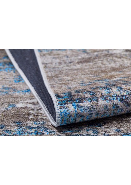 Soci Mavi Modern Polyester Dijital Baskı Halı