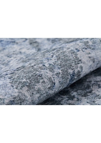 Orenburg Mavi Modern Polyester Dijital Baskı Halı