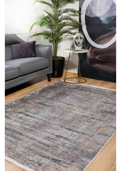 Omsk Mavi Modern Polyester Dijital Baskı Halı