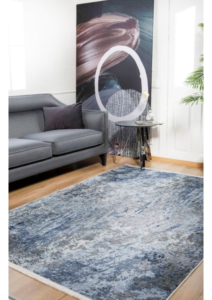 Orenburg Mavi Modern Polyester Dijital Baskı Halı