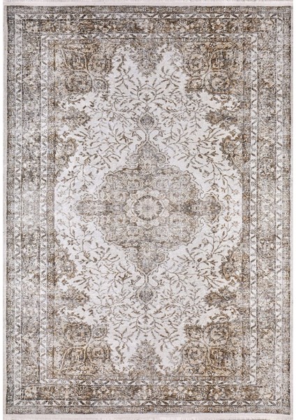Arhangelsk Krem Göbekli Polyester Dijital Baskı Halı