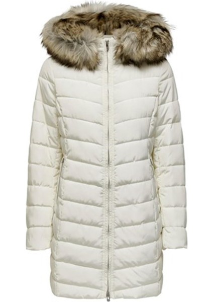 Onlellan Quılt Hood Fur Coat Lıfe cc Otw Ekru