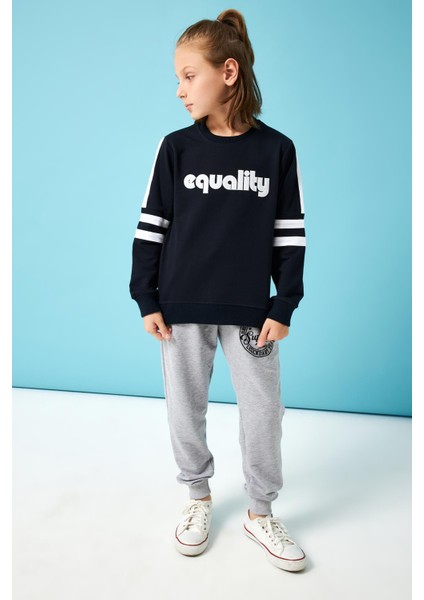 Equality Nakış Detaylı Erkek Çocuk Sweatshirt Lacivert