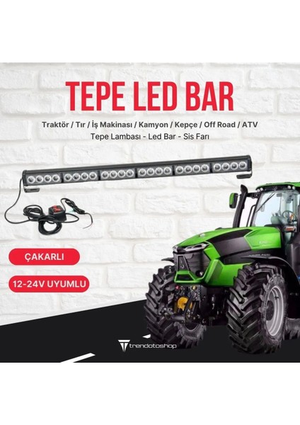 Traktör ve Iş Makinası Turuncu-Turuncu 85CM Tepe LED Bar