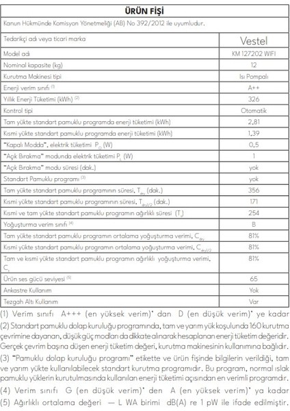 Km 127202 Wıfı 12 kg Kurutma Makinesi