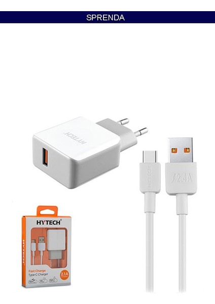 Quick Charge Qc3.0 2.4A Type-C Kablolu Beyaz/gri Hızlı Şarj Adaptörü