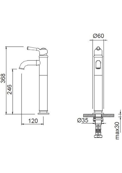 Burlington Yüksek Lavabo Bataryası Krom 1004-0002