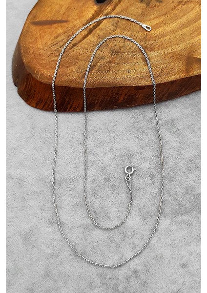 Gümüş Zincir 50 cm Rodyumlu İnce Gümüş Kolye Forse Zincir 925 Ayar ZNC-35