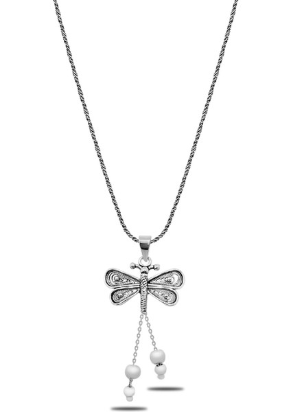 Yusufçuk Modeli Telkari İşlemeli 925 Ayar Kadın Gümüş Kolye UC-465